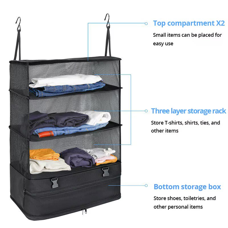 1 Set Travel Organizer – Hanging Packing Cubes & Shelves