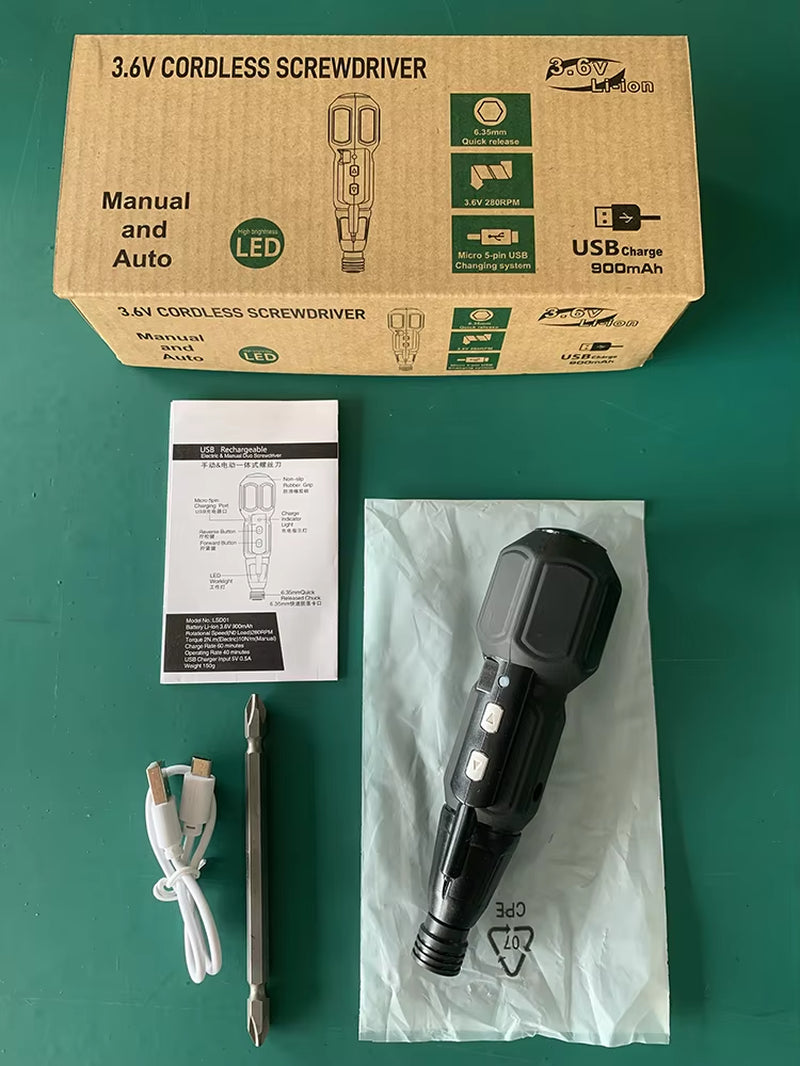 Maizhe Rechargeable Electric & Manual Duo Screwdriver – 3.6V Cordless