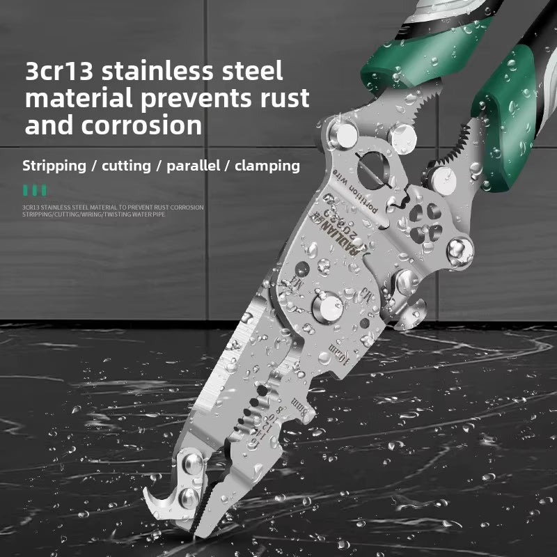 Multi-Function Foldable Wire Cutting & Pressing Pliers