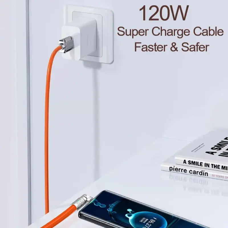 USB to Type-C Cable – 180° Rotating, 120W Super Fast Charging