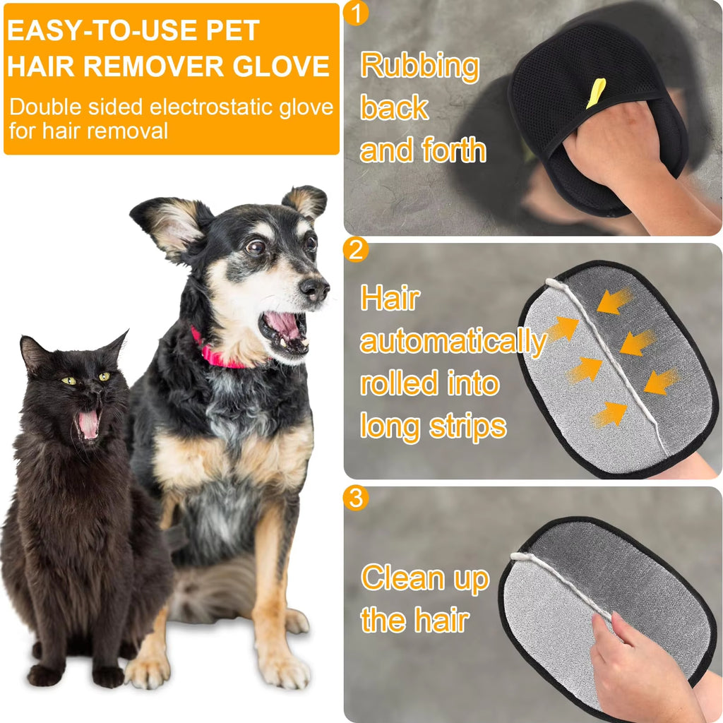Double-Sided Pet Grooming Gloves – Cat & Dog Bathing Gloves