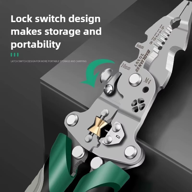 Multi-Function Foldable Wire Cutting & Pressing Pliers