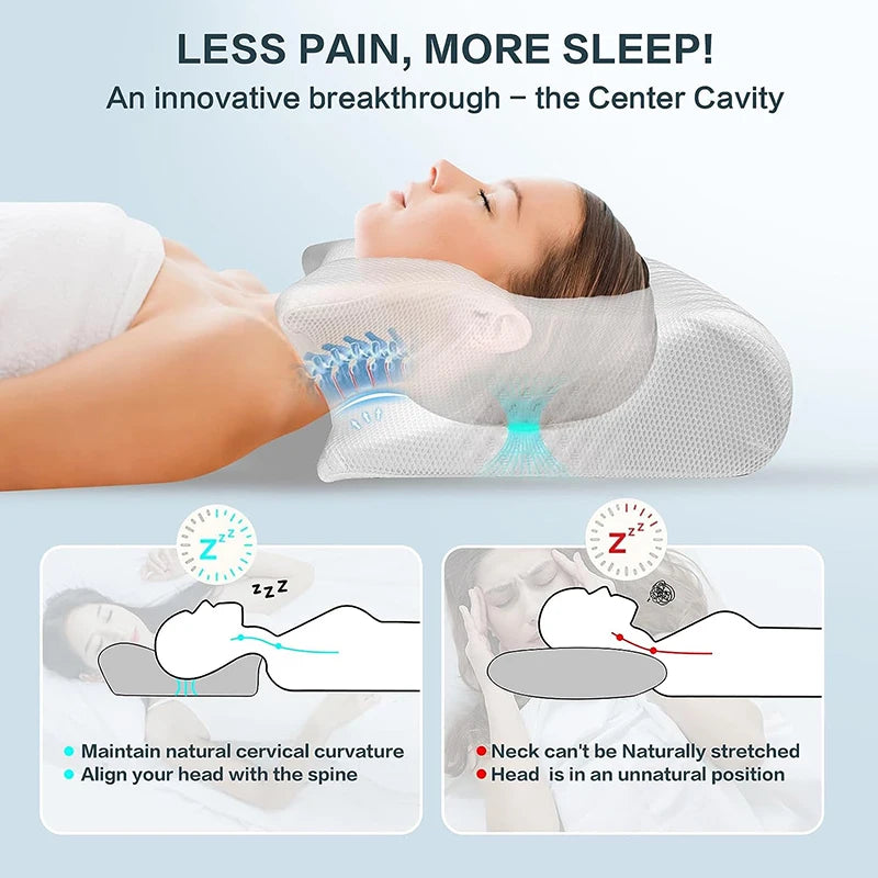 1Pc Memory Foam Cervical Pillow – 2-in-1 Ergonomic Neck Support