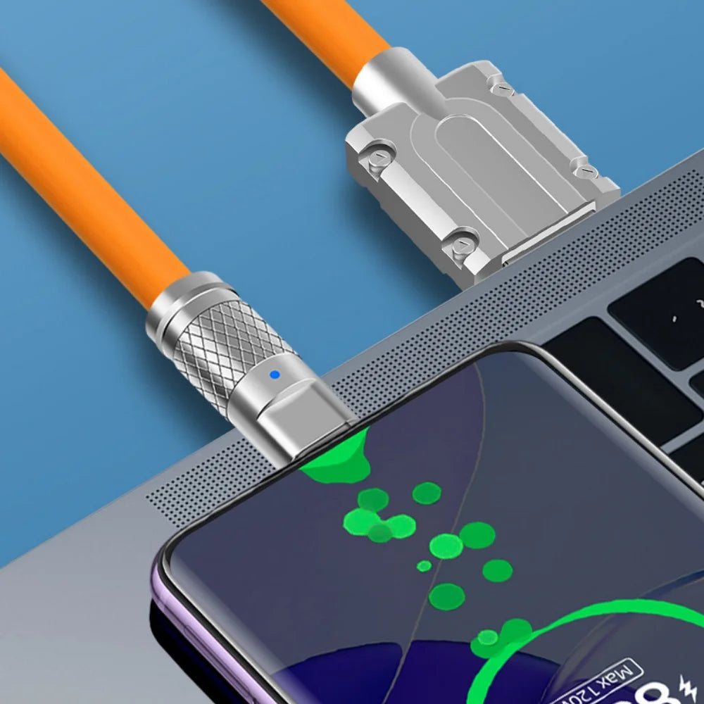 USB to Type-C Cable – 180° Rotating, 120W Super Fast Charging