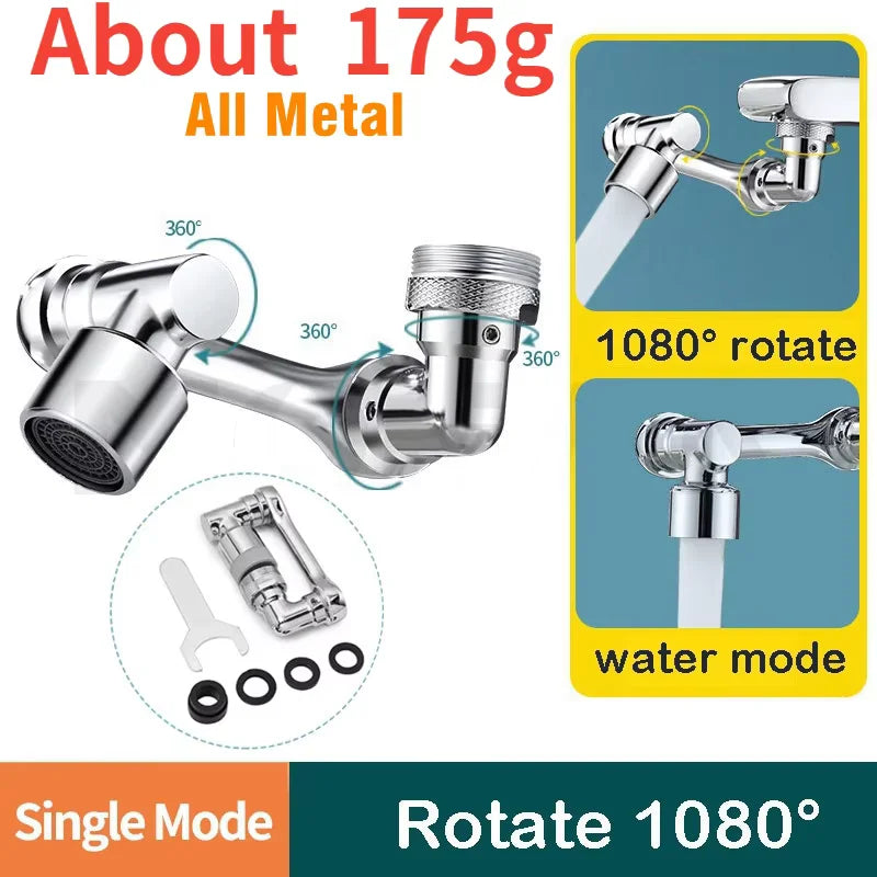 Universal 1080° Rotation Faucet Sprayer – Heavy Metal Bubbler for Sink