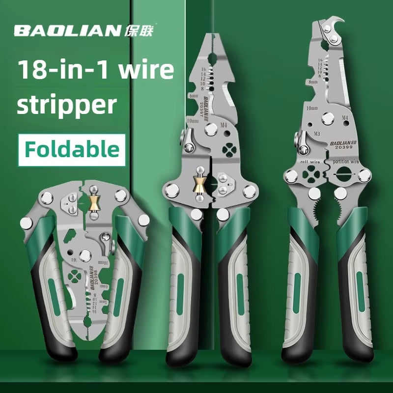Multi-Function Foldable Wire Cutting & Pressing Pliers