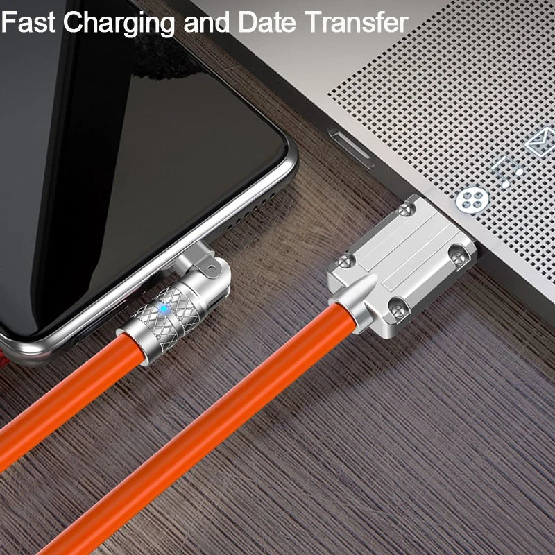 USB to Type-C Cable – 180° Rotating, 120W Super Fast Charging