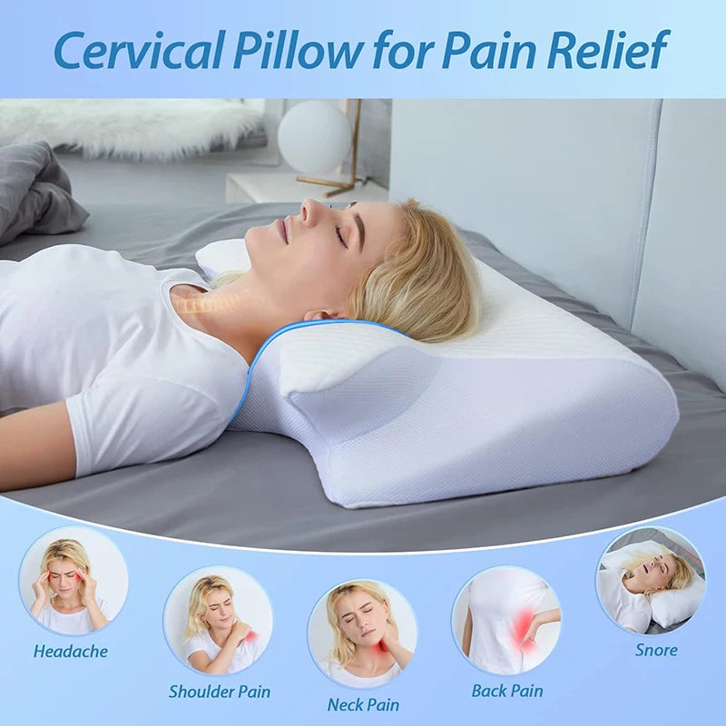 1Pc Memory Foam Cervical Pillow – 2-in-1 Ergonomic Neck Support