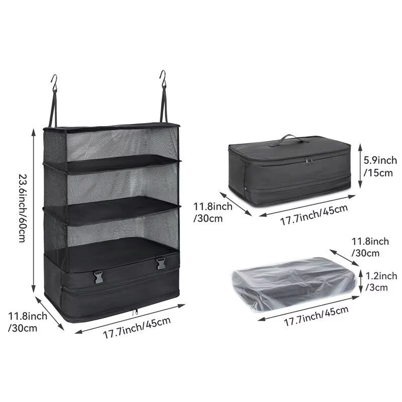 1 Set Travel Organizer – Hanging Packing Cubes & Shelves
