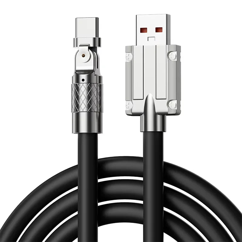 USB to Type-C Cable – 180° Rotating, 120W Super Fast Charging