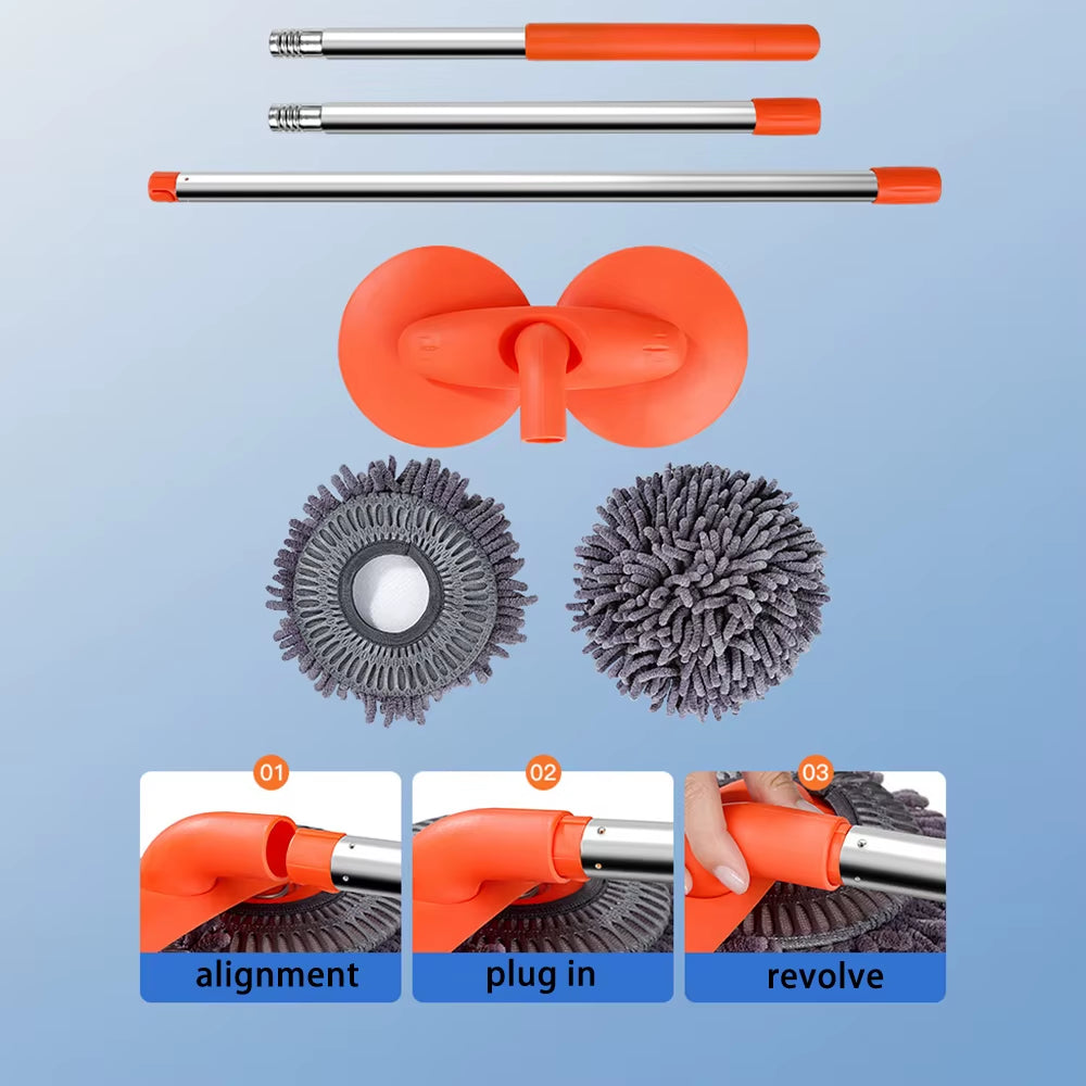 Rotating Telescopic Car Wash Mop – 3-Section, Double Head