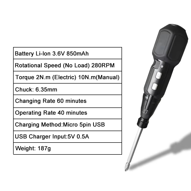 Maizhe Rechargeable Electric & Manual Duo Screwdriver – 3.6V Cordless