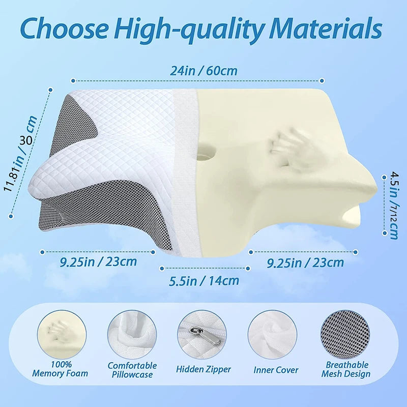 1Pc Memory Foam Cervical Pillow – 2-in-1 Ergonomic Neck Support
